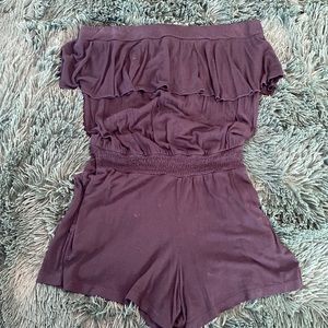 Strapless black cotton Romper